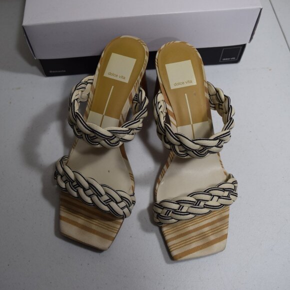 Dolce Vita Paily Sandal Size 8 Slide Square Toe Wooden Block Heel - Picture 5 of 7